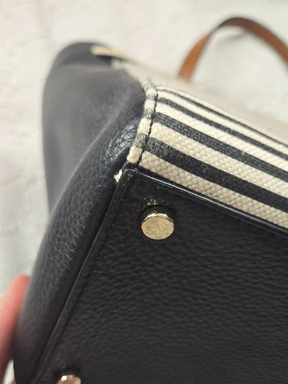 Kate Spade Houston Street Leo Striped Leather Satchel Tote